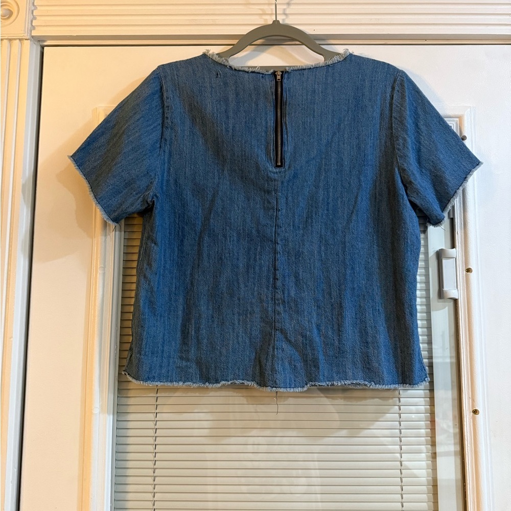 hippie laundry Denim Blue Women's Top Cropped Size Medium - Picture 3 of 6